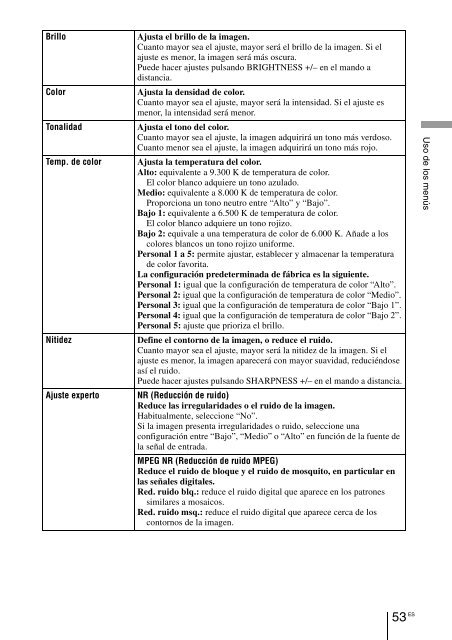 Sony VPL-VW90ES - VPL-VW90ES Consignes d&rsquo;utilisation Espagnol