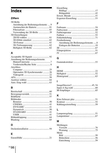 Sony VPL-VW90ES - VPL-VW90ES Consignes d&rsquo;utilisation Espagnol