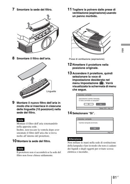 Sony VPL-VW90ES - VPL-VW90ES Consignes d&rsquo;utilisation Italien