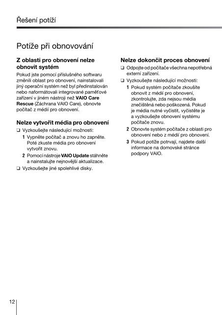 Sony VPCJ11M1E - VPCJ11M1E Guide de d&eacute;pannage Slovaque