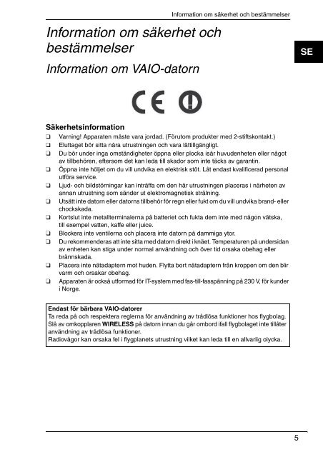 Sony VPCJ11M1E - VPCJ11M1E Documents de garantie Su&eacute;dois