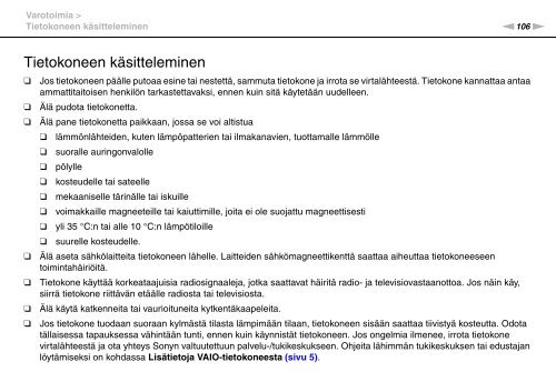 Sony VPCJ11M1E - VPCJ11M1E Mode d'emploi Finlandais