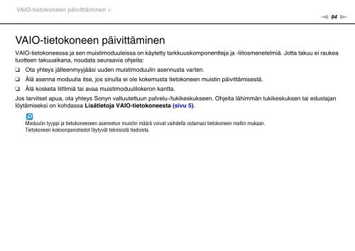 Sony VPCJ11M1E - VPCJ11M1E Mode d'emploi Finlandais