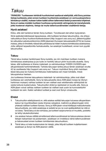 Sony SVS1311F3E - SVS1311F3E Documents de garantie Su&eacute;dois