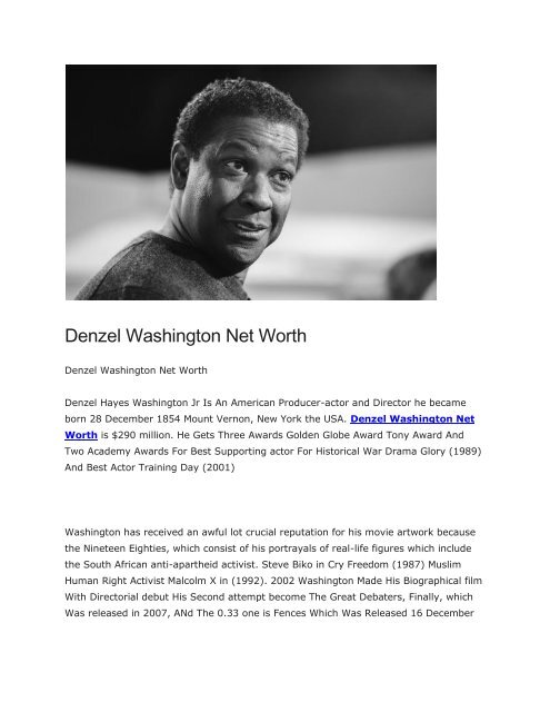 Denzel Washington Net Worth
