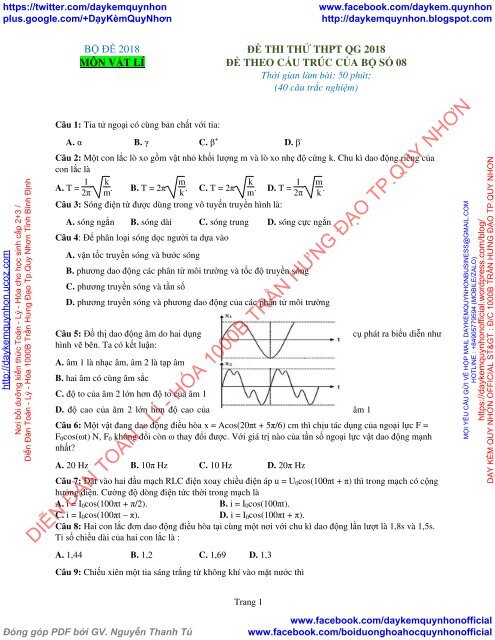 Bộ đề thi thử THPT QG 2018 Các môn TOÁN - LÍ - HÓA Các trường THPT Cả nước CÓ HƯỚNG DẪN GIẢI (Lần 9) [DC14042018]