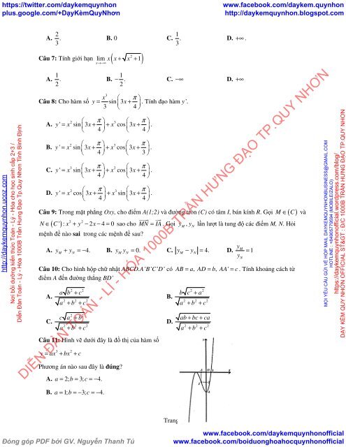 Bộ đề thi thử THPT QG 2018 Các môn TOÁN - LÍ - HÓA Các trường THPT Cả nước CÓ HƯỚNG DẪN GIẢI (Lần 9) [DC14042018]