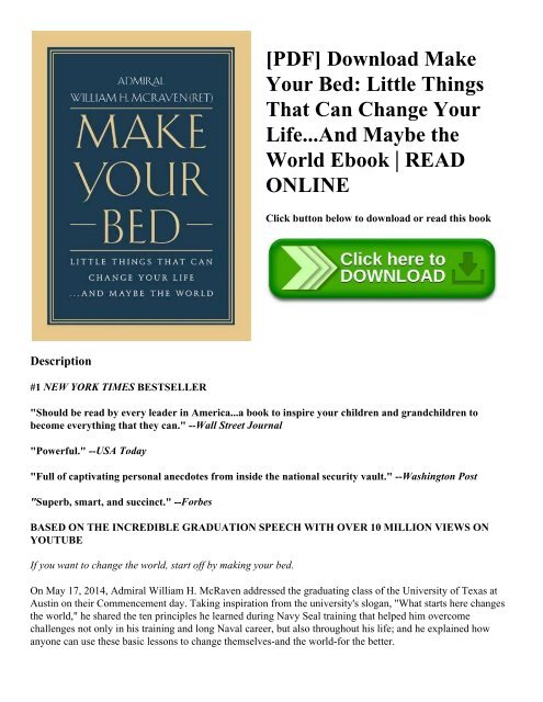 [PDF] Download Make Your Bed Little Things That Can Change Your Life...And Maybe the World Ebook  READ ONLINE