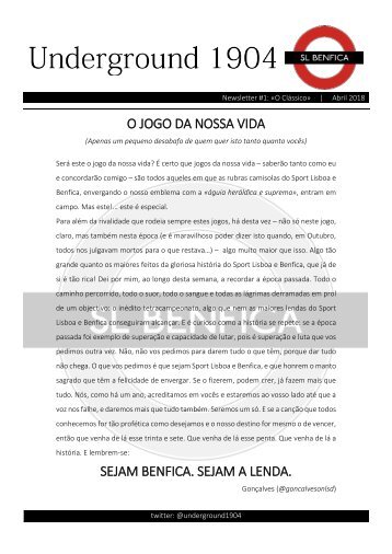 Underground 1904, Newsletter #1 - O jogo da nossa vida.