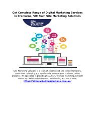 Get Complete Range of Digital Marketing Services in Cremorne, VIC from Site Marketing Solutions