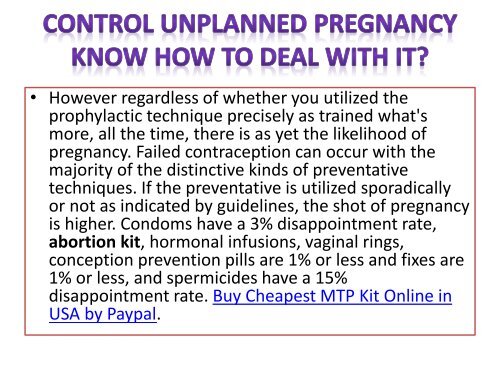 Control unplanned pregnancy  Know how to deal with it