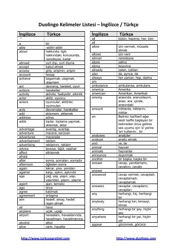 DuolingoKelimelerListesi