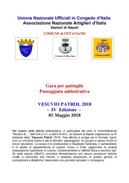 Vesuvio Patrol 2018 - bando di gara, regolamento e scheda di iscrizione