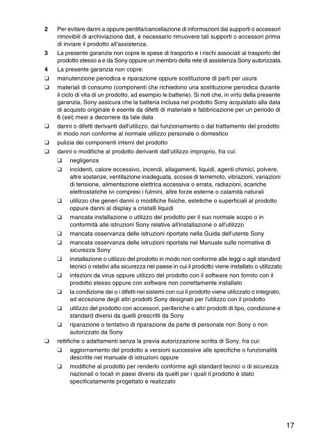 Sony SVS1311F3E - SVS1311F3E Documents de garantie Italien