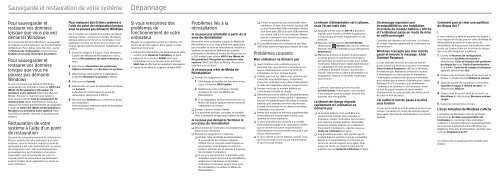 Sony SVE1513E9E - SVE1513E9E Guide de d&eacute;pannage Fran&ccedil;ais