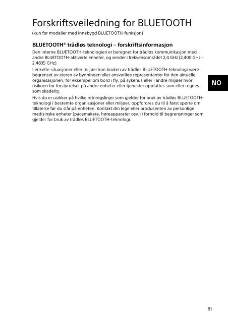 Sony SVE1513E9E - SVE1513E9E Documents de garantie Norv&eacute;gien