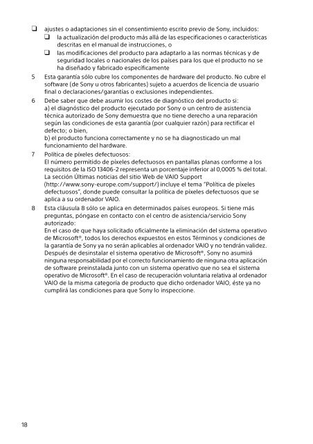 Sony SVE1513E9E - SVE1513E9E Documents de garantie Espagnol