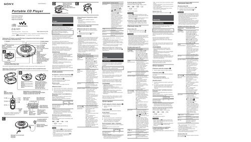 Sony D-EJ101 - D-EJ101 Consignes d&rsquo;utilisation Polonais