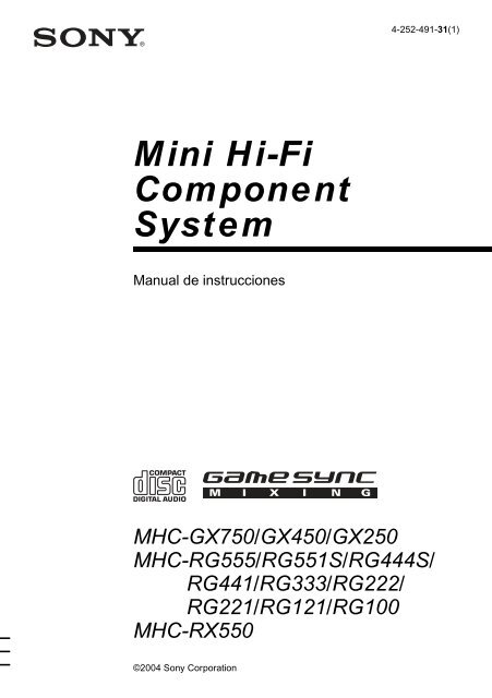 Sony MHC-RG444S - MHC-RG444S Consignes d&rsquo;utilisation Espagnol