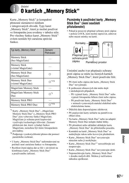 Sony DSC-M2 - DSC-M2 Consignes d&rsquo;utilisation Tch&egrave;que