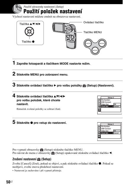 Sony DSC-M2 - DSC-M2 Consignes d&rsquo;utilisation Tch&egrave;que