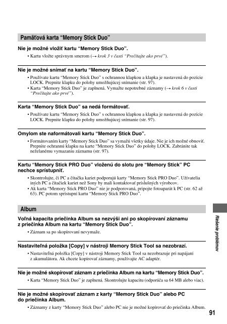 Sony DSC-M2 - DSC-M2 Consignes d&rsquo;utilisation Slovaque