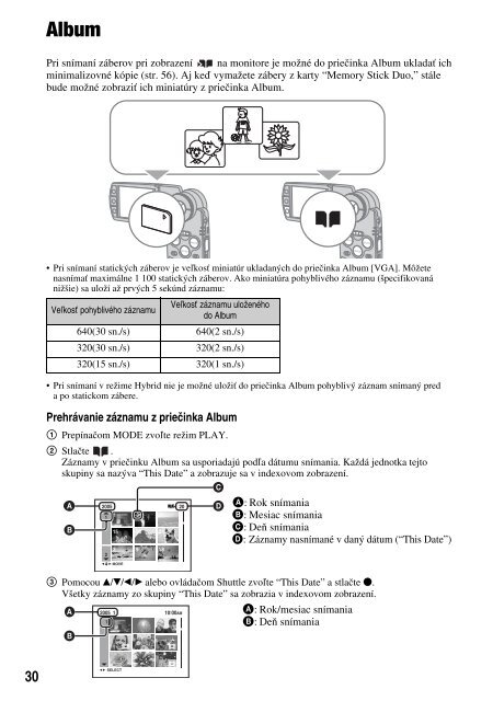 Sony DSC-M2 - DSC-M2 Consignes d&rsquo;utilisation Slovaque