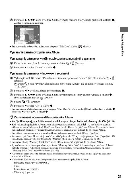 Sony DSC-M2 - DSC-M2 Consignes d&rsquo;utilisation Slovaque