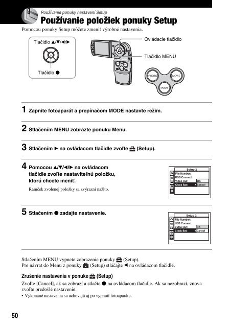 Sony DSC-M2 - DSC-M2 Consignes d&rsquo;utilisation Slovaque