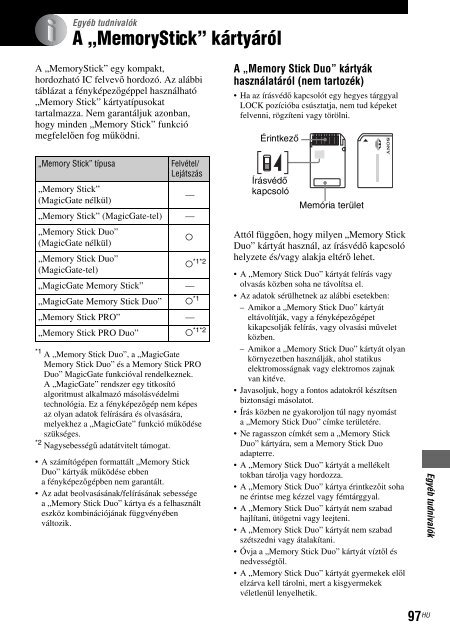 Sony DSC-M2 - DSC-M2 Consignes d&rsquo;utilisation Hongrois