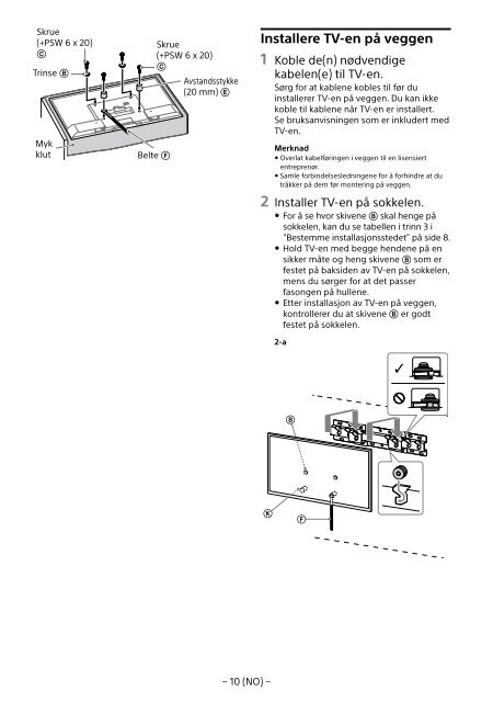 Sony KDL-49WD754 - KDL-49WD754 Mode d'emploi Norv&eacute;gien