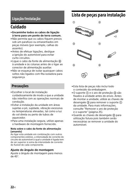 Sony CDX-G1201U - CDX-G1201U Consignes d&rsquo;utilisation Portugais