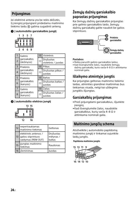 Sony CDX-G1201U - CDX-G1201U Consignes d&rsquo;utilisation Lituanien