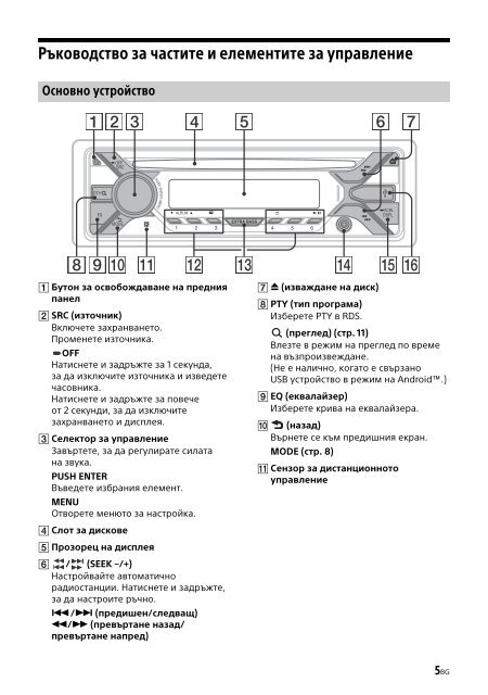 Sony CDX-G1201U - CDX-G1201U Consignes d&rsquo;utilisation Bulgare