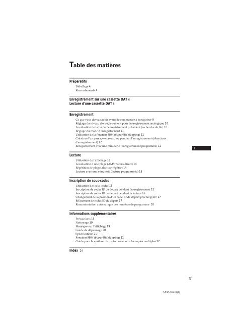 Sony DTC-ZE700 - DTC-ZE700 Consignes d&rsquo;utilisation Anglais