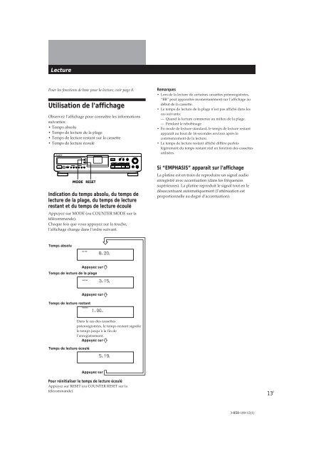 Sony DTC-ZE700 - DTC-ZE700 Consignes d&rsquo;utilisation Anglais