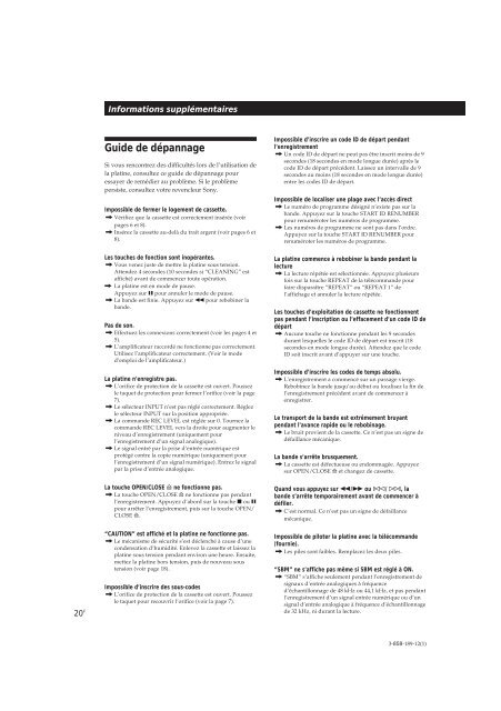 Sony DTC-ZE700 - DTC-ZE700 Consignes d&rsquo;utilisation Anglais