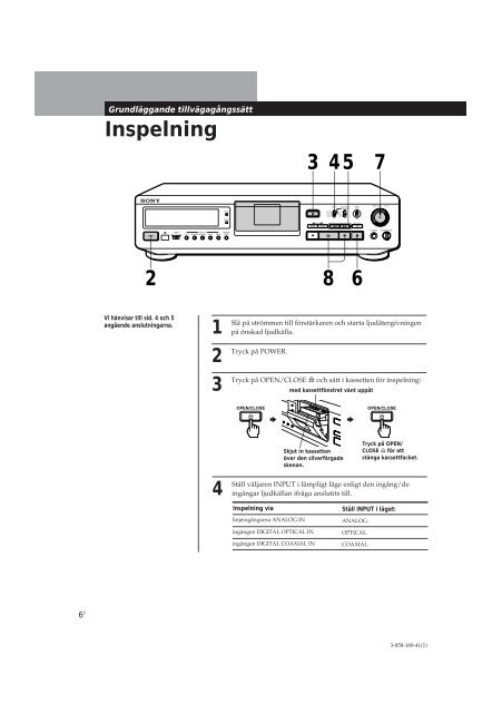 Sony DTC-ZE700 - DTC-ZE700 Consignes d&rsquo;utilisation Su&eacute;dois