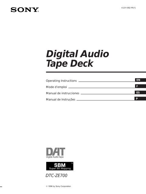 Sony DTC-ZE700 - DTC-ZE700 Consignes d&rsquo;utilisation Anglais