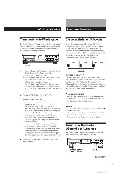 Sony DTC-ZE700 - DTC-ZE700 Consignes d&rsquo;utilisation Allemand