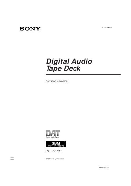 Sony DTC-ZE700 - DTC-ZE700 Consignes d&rsquo;utilisation Anglais