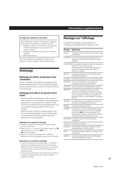 Sony DTC-ZE700 - DTC-ZE700 Consignes d&rsquo;utilisation