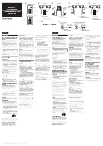 Sony SA-W2500 - SA-W2500 Consignes dâutilisation Danois