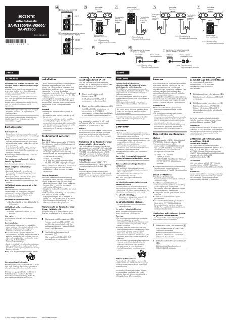 Sony SA-W2500 - SA-W2500 Consignes d&rsquo;utilisation Danois