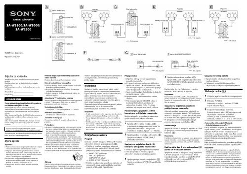 Sony SA-W2500 - SA-W2500 Mode d'emploi Croate