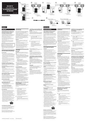 Sony SA-W2500 - SA-W2500 Consignes dâutilisation NÃ©erlandais