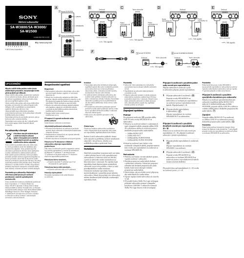 Sony SA-W2500 - SA-W2500 Mode d'emploi Tch&egrave;que