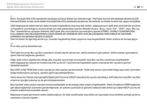 Sony VPCSA4A4E - VPCSA4A4E Mode d'emploi Turc