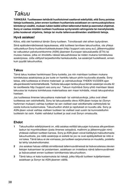 Sony VPCSA4A4E - VPCSA4A4E Documents de garantie Norv&eacute;gien