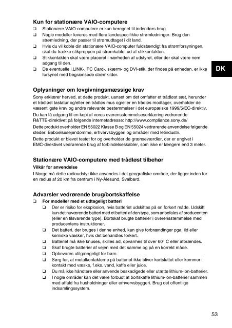 Sony VPCSA4A4E - VPCSA4A4E Documents de garantie Norv&eacute;gien